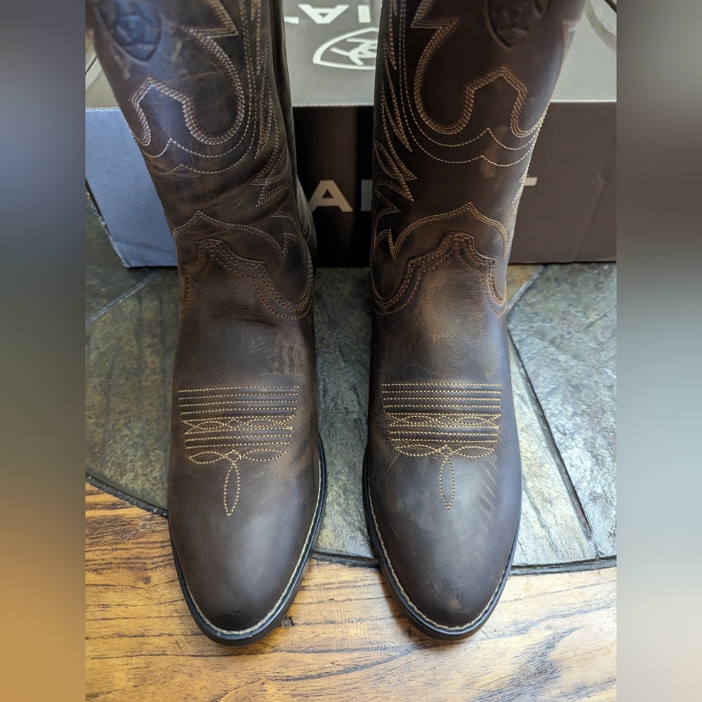 Ariat Women's Dark Brown Western Boots with Stitching - Picture 8 of 12